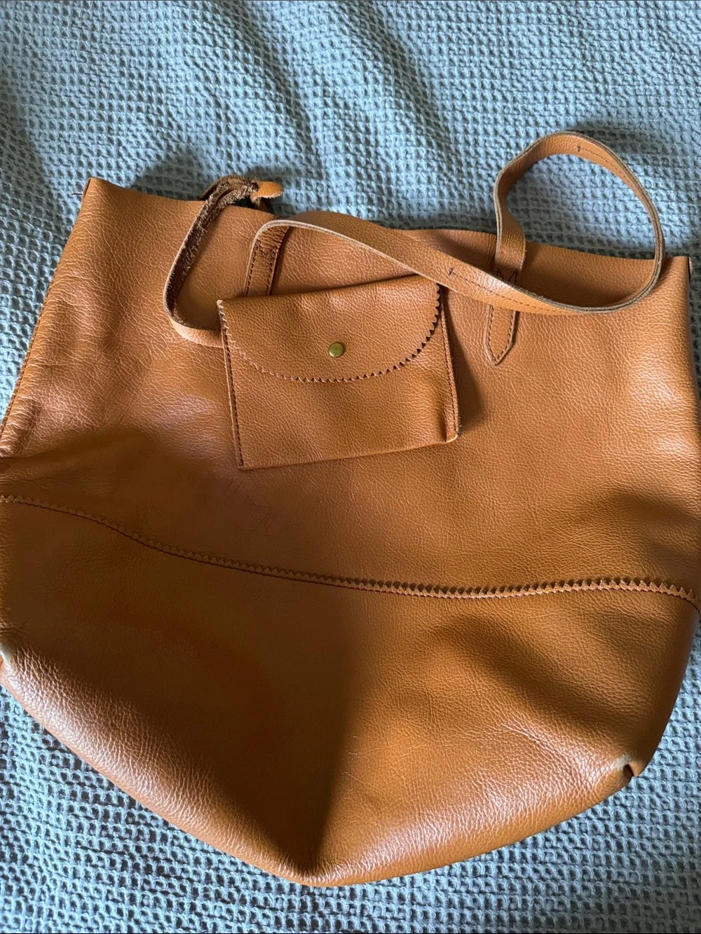 Women's Leather Tote Bag in Cognac Brown